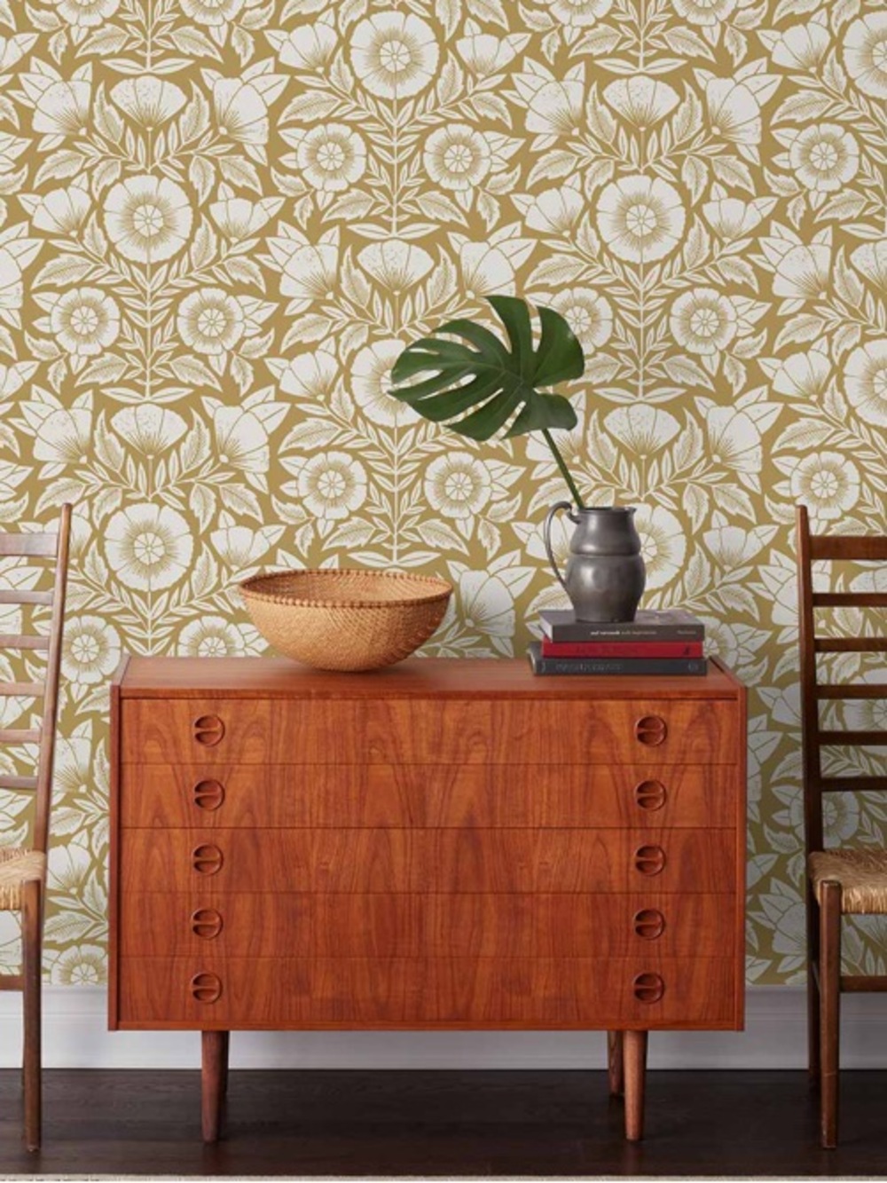 Hygge & West Conservatory Floral Wallpaper in Bronze and Cream
